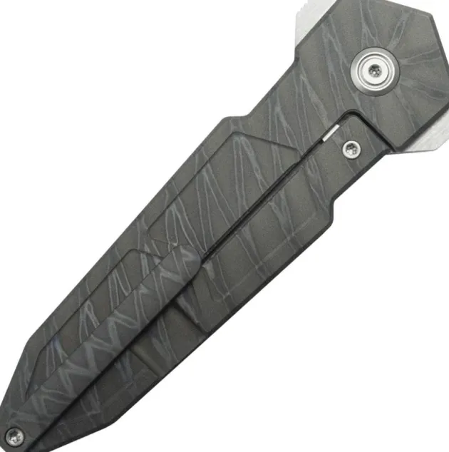 KBKnives Urban Dagger Double edge Satin & beadblast m390 Flame Ano Titanium