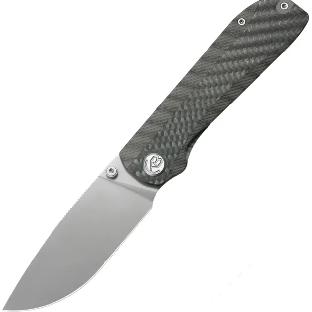KBKnives Zephyr Beablast M390 Flamed Titanium Wave Carbon Inlay