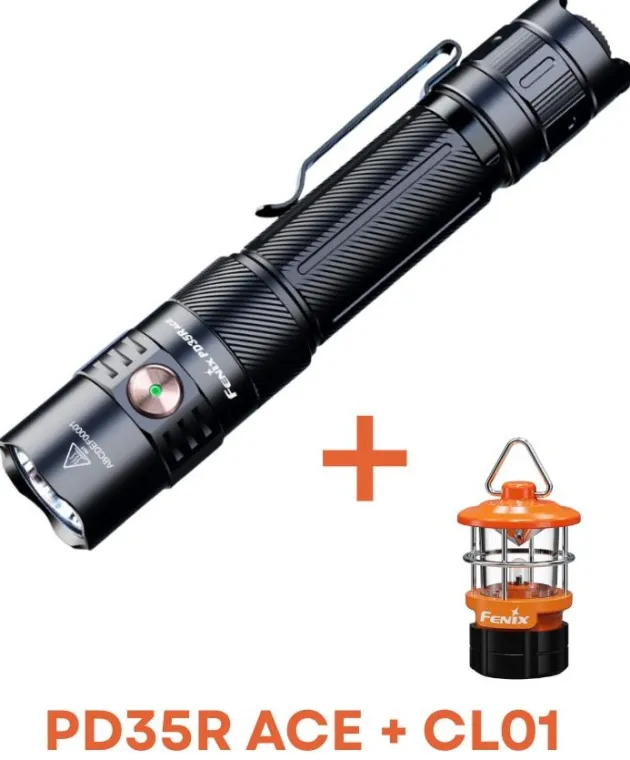 KIT PD35R ACE O - FENIX PD35R ACE+CL01 ORANGE Lampe Multimode 2000lm 4000mAh 18650 NOIR