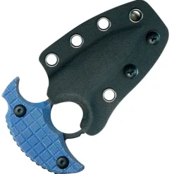 KU403C - KUBEY Cavy Push Dagger Blue Micarta Blackwash 14C28N