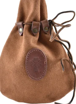 1616416500 - LARP Bourse Médiévale en Cuir avec Croix Celtique