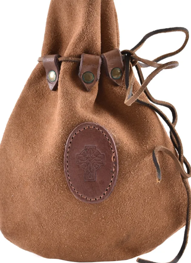 1616416500 - LARP Bourse Médiévale en Cuir avec Croix Celtique