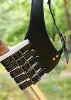 1616430100 - LARP Ceinture avec support pour épée, bandelier, cuir noir