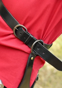 1616430100 - LARP Ceinture avec support pour épée, bandelier, cuir noir