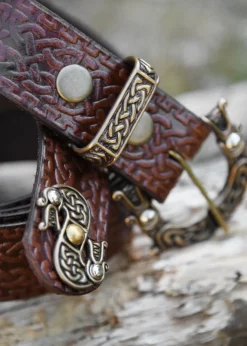 1616550500 - LARP Ceinture cuir avec boucle et gaufrage celtique