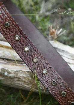 1616550500 - LARP Ceinture cuir avec boucle et gaufrage celtique