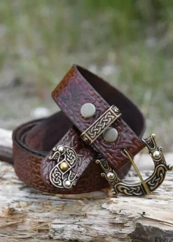 1616550500 - LARP Ceinture cuir avec boucle et gaufrage celtique