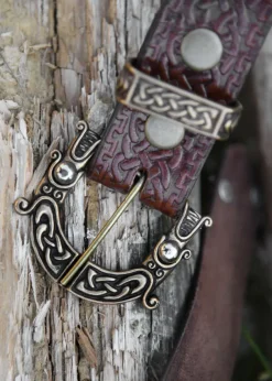1616550500 - LARP Ceinture cuir avec boucle et gaufrage celtique