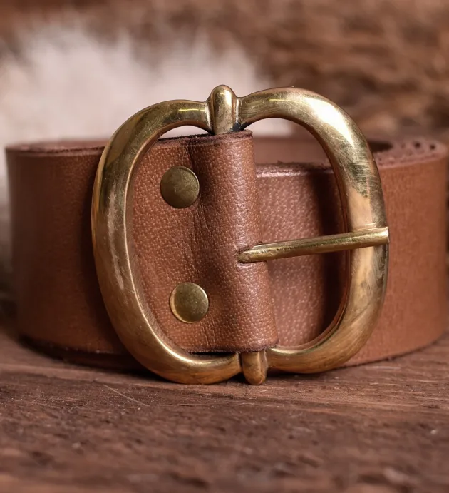 1616027008 - LARP Ceinture en cuir et laiton marron 135 cm
