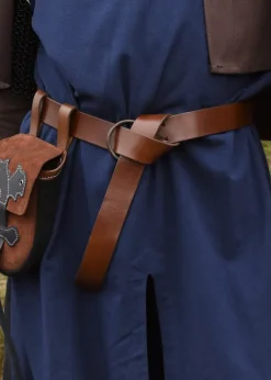 1616678015 - LARP Ceinture médiévale cuir marron et laiton 150cm