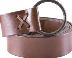1616678015 - LARP Ceinture médiévale cuir marron et laiton 150cm