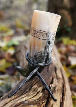 1916111301 - LARP Corne à boire avec support Fer Torsadé Gravure Fenrir