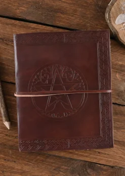 2016004600 - LARP Grand livre en cuir pentagramme 20 x 25 cm