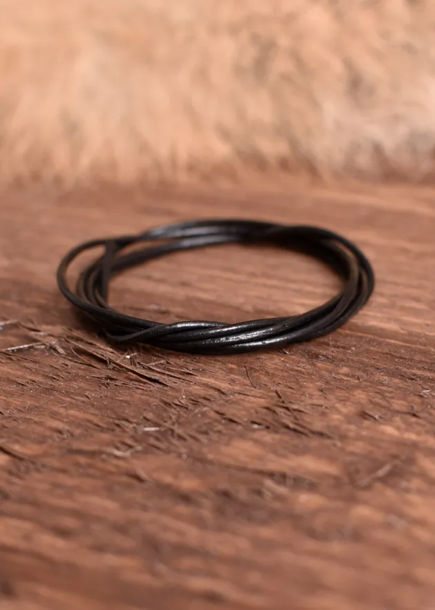 1626010016 - LARP Lanière en cuir de chèvre, ronde 1,5 mm x 1 m NOIRE