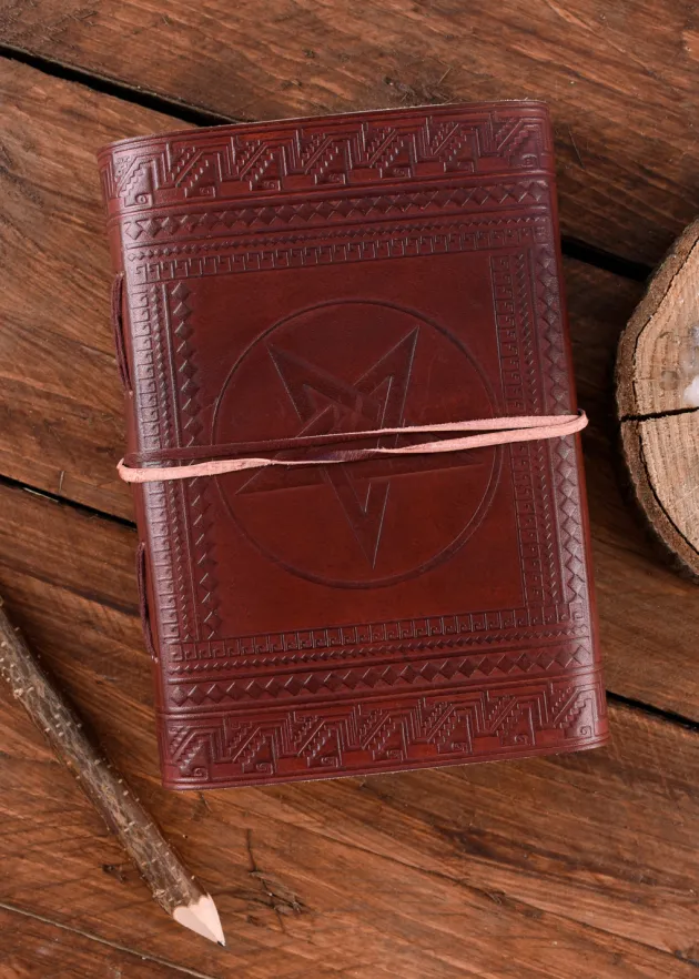 2016004900 - LARP Livre en cuir avec pentagramme 21 x 14 cm