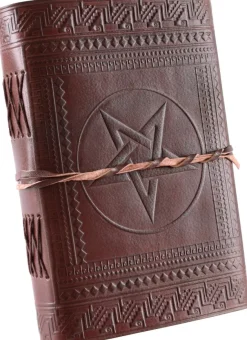 2016004900 - LARP Livre en cuir avec pentagramme 21 x 14 cm