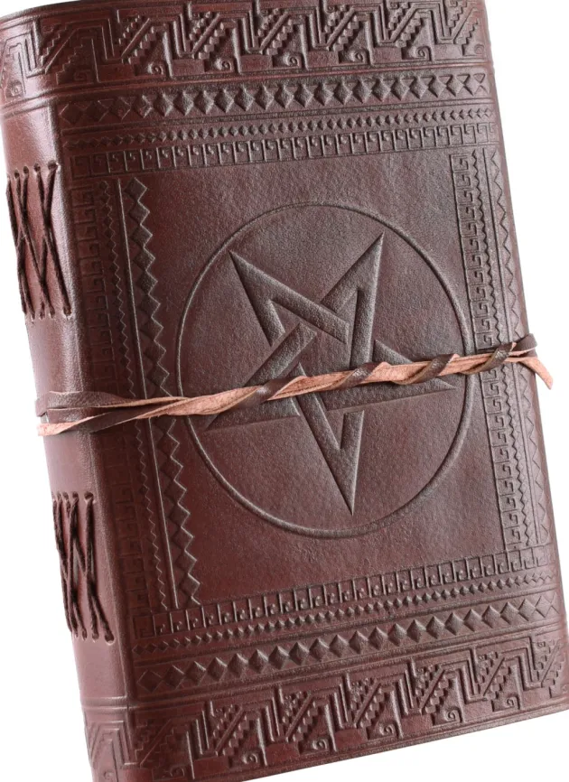 2016004900 - LARP Livre en cuir avec pentagramme 21 x 14 cm