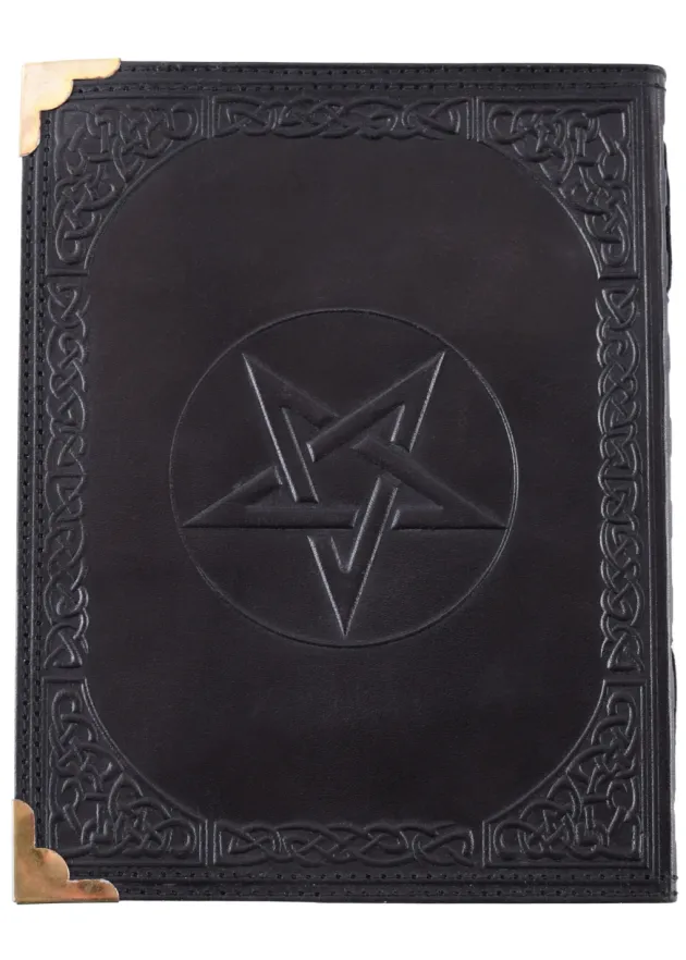 2016003400 - LARP Livre en cuir noir avec pentagramme 18 x 23 cm