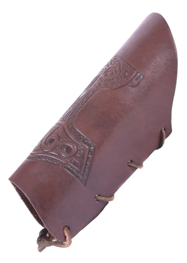 1680853303 - LARP Paire de Protège-Bras Cuir Estampé Mjolnir