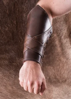 1616650600 - LARP Paire de Protège-Bras rembourrées en cuir avec bandes croisées