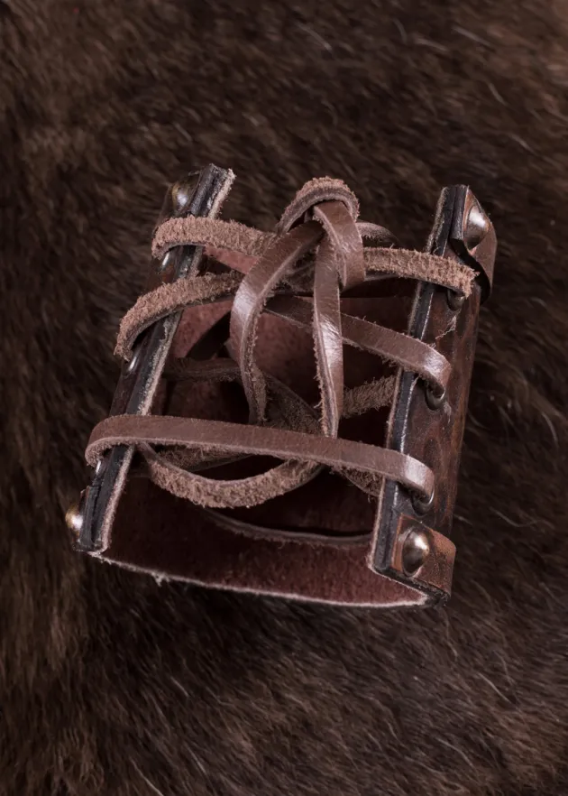 1616553300 - LARP 1 Protège-bras en cuir avec dragon à deux têtes 1 PIECE