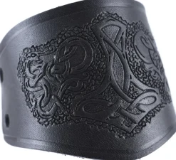 1600050120 - LARP 1 Protège-bras en cuir Estampe Mjolnir, court, 1 pièce