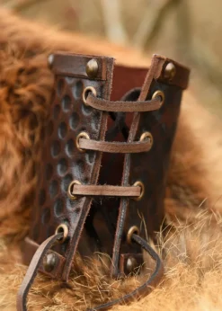 1616552900 - LARP 1 Protège-bras en cuir, motif sanglier celtique, 1 pièce