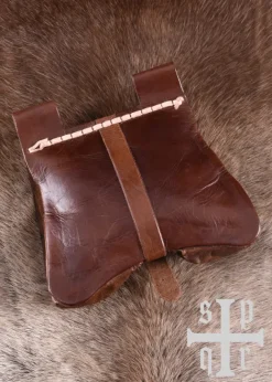 1664000151 - LARP Sac médiéval du 14ème siècle cuir marron