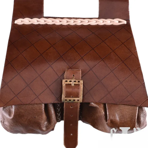 1664000151 - LARP Sac médiéval du 14ème siècle cuir marron