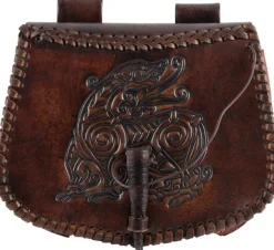 1680000320 - LARP Sacoche Cuir Estampillée Dragon