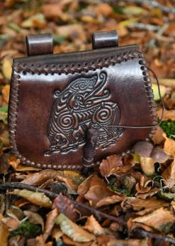 1680000320 - LARP Sacoche Cuir Estampillée Dragon