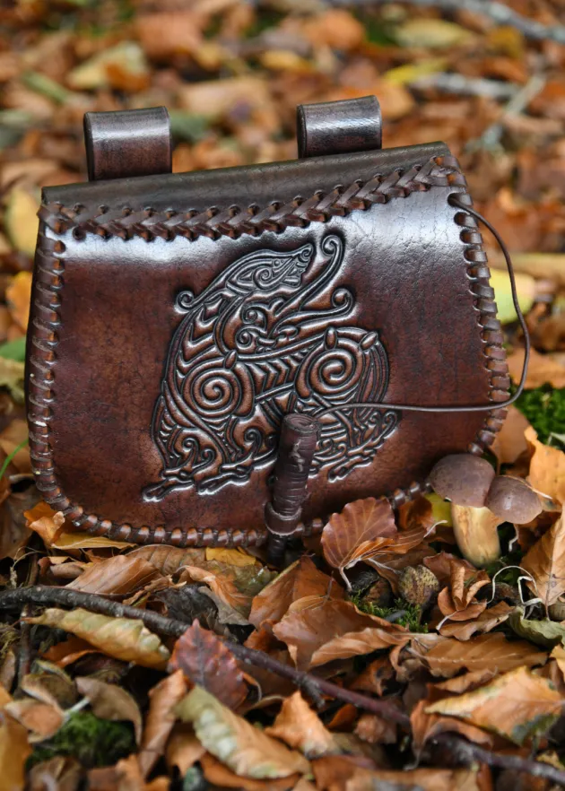 1680000320 - LARP Sacoche Cuir Estampillée Dragon
