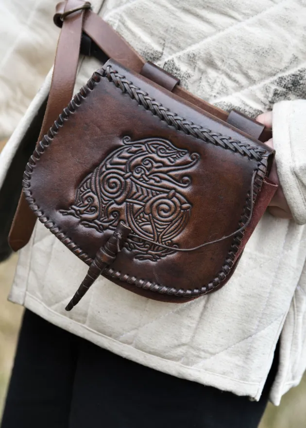 1680000320 - LARP Sacoche Cuir Estampillée Dragon