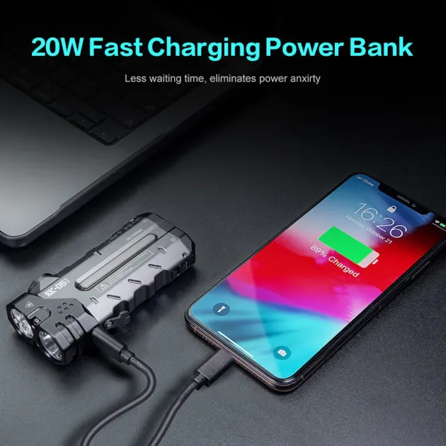 LPGSK05PRO - LOOP GEAR SK05 Pro Torche Powerbank 20W 8000mAh 4360lm USB-C 2x18650 Doubles Emetteurs