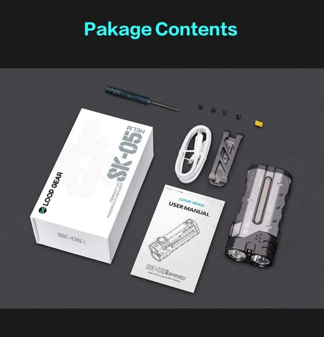 LPGSK05PRO - LOOP GEAR SK05 Pro Torche Powerbank 20W 8000mAh 4360lm USB-C 2x18650 Doubles Emetteurs
