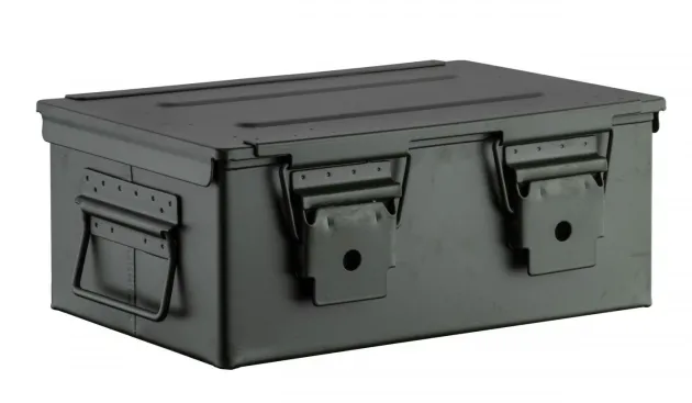 MAL980 - Caisse à munitions métallique verte 33x22x13cm