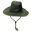 MFH10703BM Chapeau de brousse, vert, mentonnière, bord pliable taille M