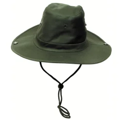 MFH10703BM Chapeau de brousse, vert, mentonnière, bord pliable taille M