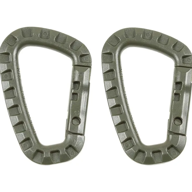 MFH 27531B mousqueton, plastique, kaki, D 7 mm x 8,5 cm, paquet de 2