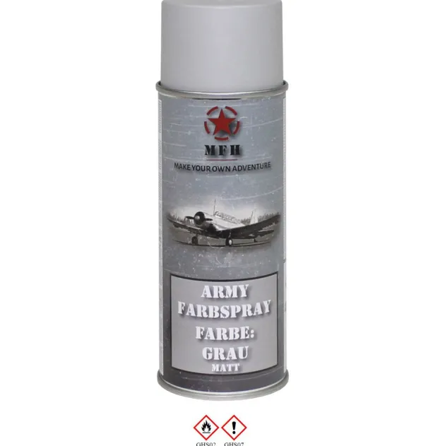MFH27375F Bombe de peinture armée, GRIS, mat, 400 ml