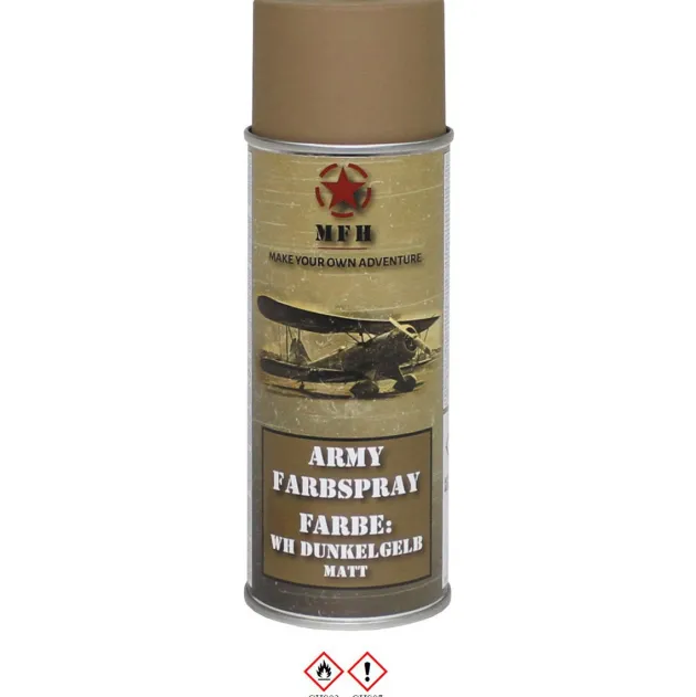 MFH27375K Bombe de peinture armée, WH JAUNE FONCÉ, mat, 400 ml