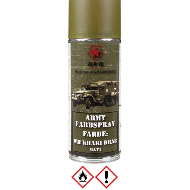 MFH 27375P Bombe de peinture armée, WH KHAKI DRAB, mat, 400 ml