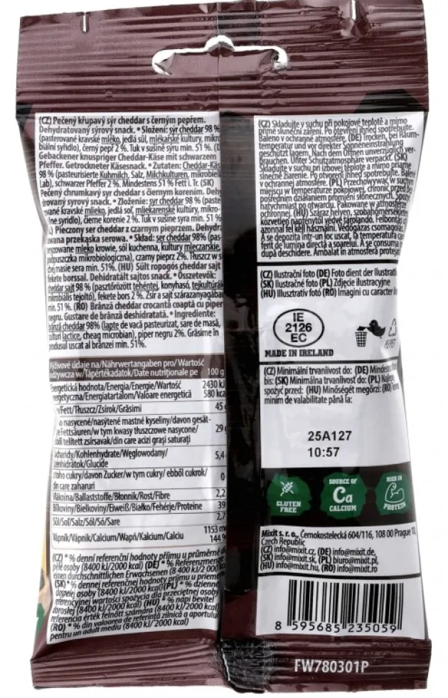 696-055 - MIXIT Cheddar Irlandais croustillant poivré 20 g 8g de protéines