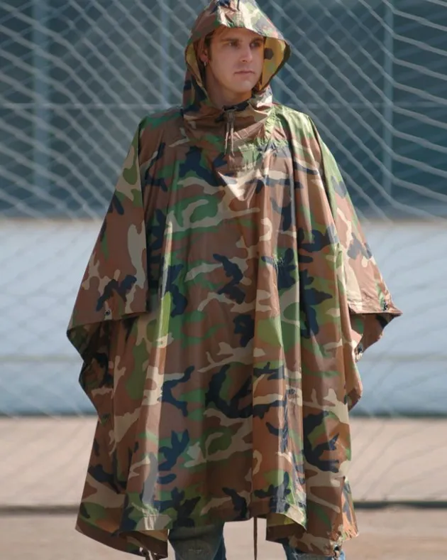M4459 - MIL-TEC Poncho Ripstop Woodland 208 x 153 cm