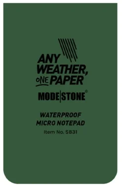 44.078498 - MODE STONE Mini carnet tout-temps 28 pages 50 x 85 mm vert olive