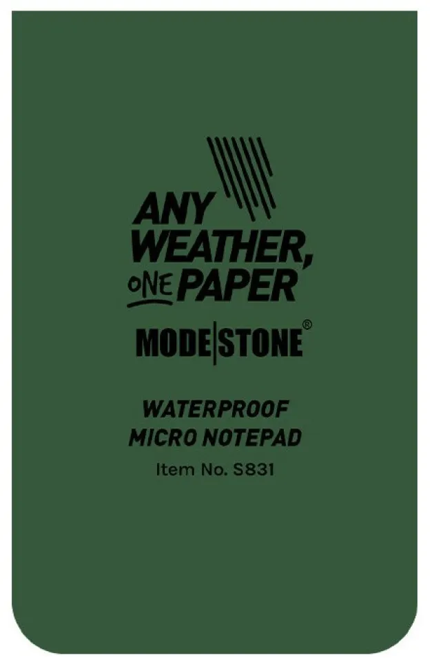 44.078498 - MODE STONE Mini carnet tout-temps 28 pages 50 x 85 mm vert olive