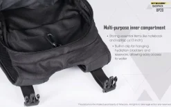 NCBP20 - NITECORE BP20 Sac à dos Tactique/Randonnée/Cyclisme 20L NOIR