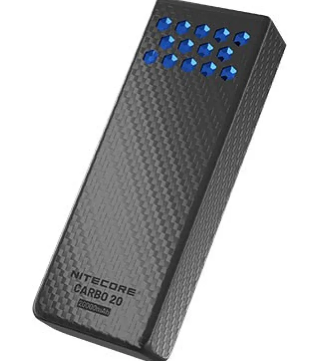 NCCARBO20O - NITECORE Powerbank Carbone 20K mAh 65W 2xUSB-C ICE BLUE