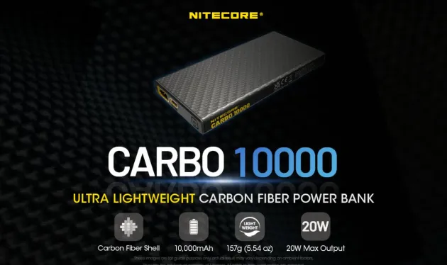 NCC10000 - NITECORE Batterie externe en carbone CARBO 10000 - 10000mAh