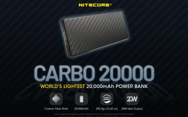 NCC20000 - NITECORE CARBO 20000 Batterie Externe Carbone 20000mAh 5V 3A 20W